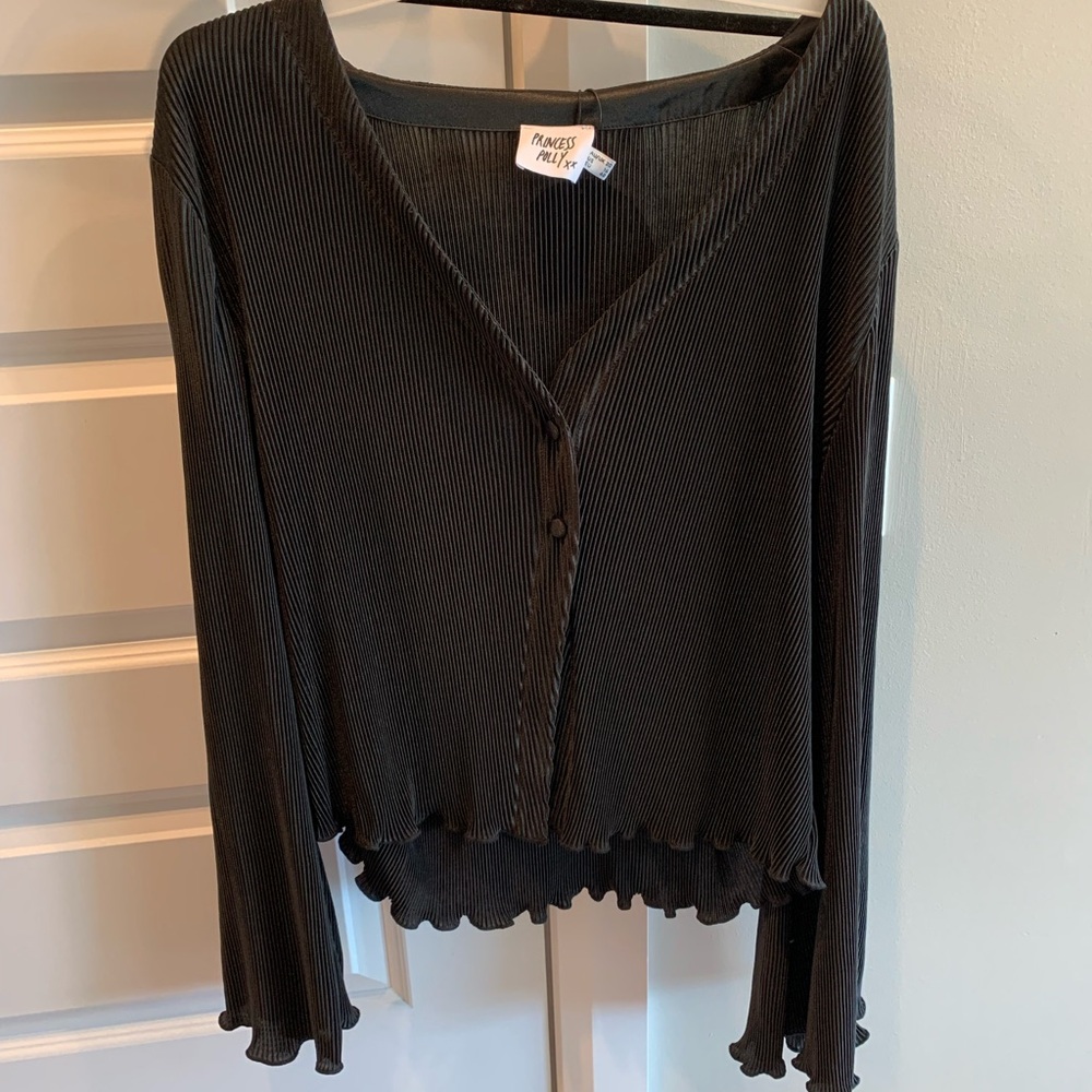 Princess Polly Curve Marie long sleeve black button top